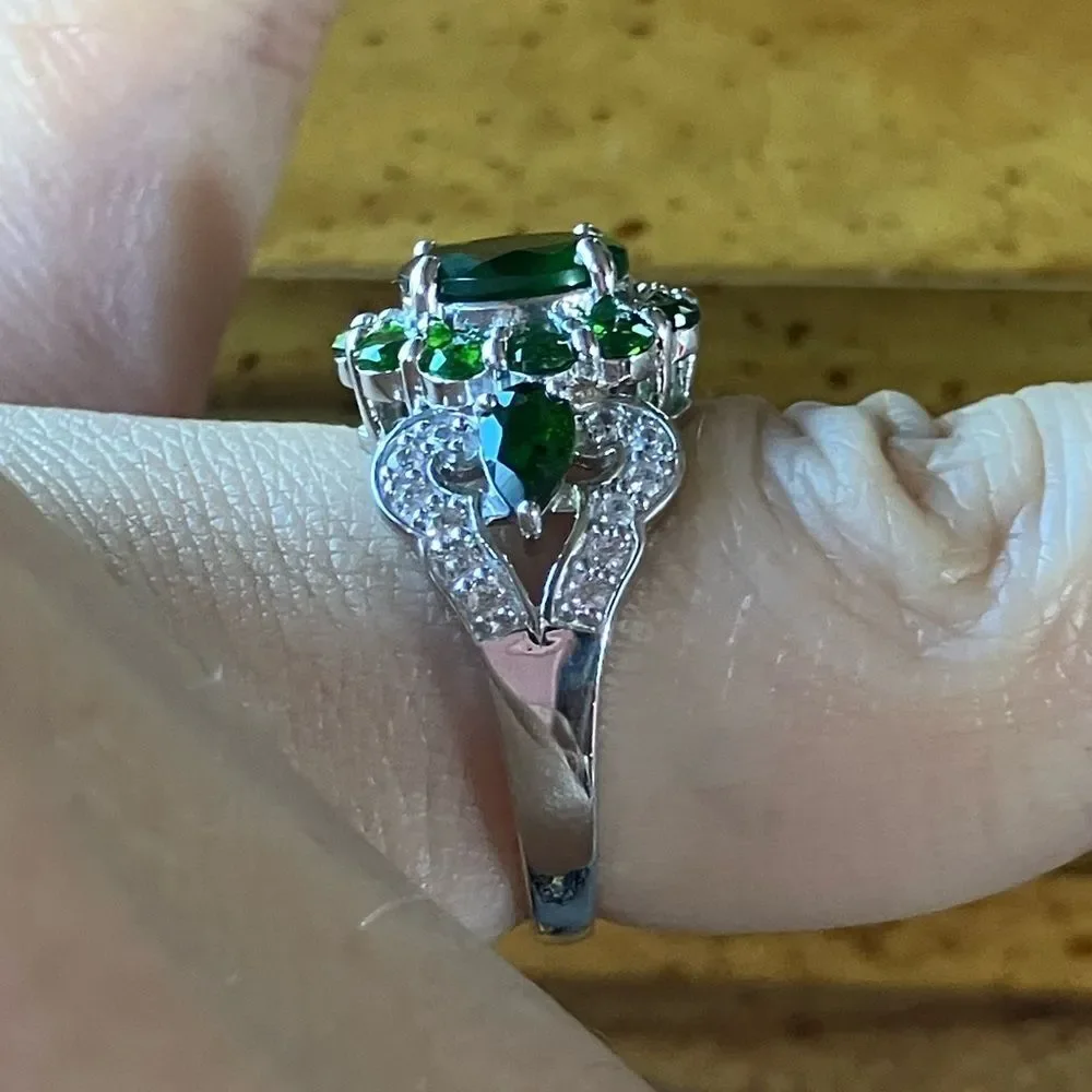 Natural Chrome Diopside Sterling Silver Ring Size 6